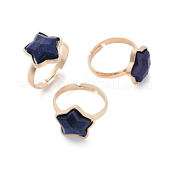 Bagues réglables en lapis-lazuli naturel étoilé&nbsp;RJEW-H241-01G-01