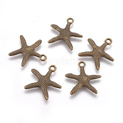 合金のチベット風チャーム  カドミウムフリー＆ニッケルフリー＆鉛フリー  ヒトデ/海星  アンティークブロンズ  19.5x19x2mm  穴：2mm.&nbsp;TIBEP-EA306YKG-AB-FF