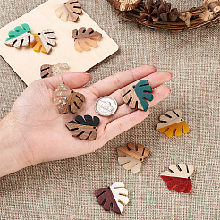 22 pièces 11 couleurs pendentifs en résine et bois de noyer&nbsp;RESI-BT0001-06