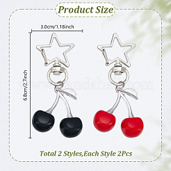4 pendentif décoratif en alliage émaillé cerise 2 couleurs&nbsp;HJEW-GO00111