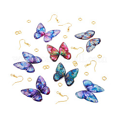 Наборы для самостоятельного изготовления сережек-подвесок из эпоксидной смолы с крыльями бабочки DIY-TA0012-74