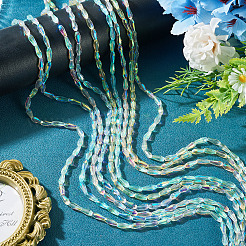 10 brin de perles en verre transparent plaqué couleur AB en forme de larme&nbsp;EGLA-TA0013-66