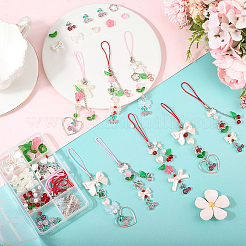 Наборы для самостоятельного изготовления ремешка для мобильного телефона в виде вишневого шарма&nbsp;DIY-SC0030-85