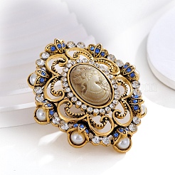 Броши в стиле барокко из цинкового сплава с цветком и стразами из цинкового сплава PW-WGC517E-01