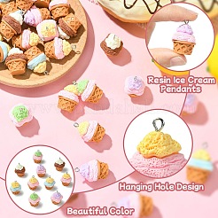 30 шт. подвески в виде мороженого из смолы двух цветов&nbsp;RESI-CJ0004-63