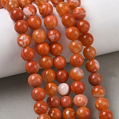 天然石瑪瑙ビーズ連売り  染め＆加熱  グレードA  ラウンド  チョコレート  8~8.5mm  穴：1.2mm  約47個/連  37.5cm&nbsp;G-G754-06-8mm