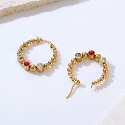 Серьги-кольца из нержавеющей стали 304 с бусинами&nbsp;EJEW-G368-05G