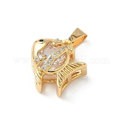 Подвески-рыбки из латуни с микропаве из кубических цирконий KK-Z136-49G-01
