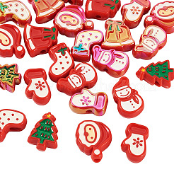 24 Stück 12 Stile Weihnachtsdekorationen Thema undurchsichtige Acrylperlen mit Emaille&nbsp;OACR-TA0004-55
