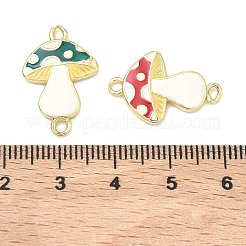 Breloques de connexion en forme de champignon en laiton émaillé d'automne&nbsp;KK-K417-03A-G