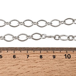 Цепочка из нержавеющей стали 201 толщиной 6 мм с текстурированными звеньями в форме «конского глаза» для мужчин и женщин.&nbsp;NJEW-K302-19P