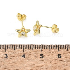 Ohrstecker aus Messing mit Mikropavé-Fassung und einem einzelnen Zirkonia&nbsp;KK-CBA30C7-13G