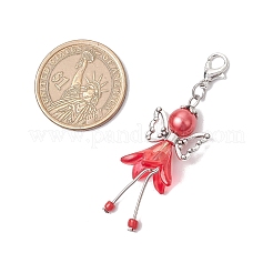 Подвеска в виде цветка-трубы ангела из акрила и стеклянного жемчуга HJEW-JM03329-03