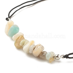 Braccialetto di perline intrecciate con chip di amazzonite naturale&nbsp;BJEW-JB08019-14