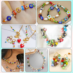 3 нити круглых стеклянных бусин миллефиори ручной работы LAMP-LT0001-16A