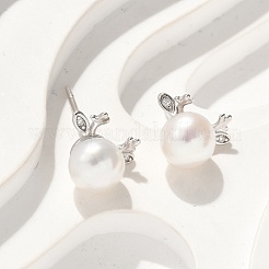 925 серьги-гвоздики из стерлингового серебра с микропаве из прозрачных кубических цирконий для женщин&nbsp;EJEW-K303-02A-P