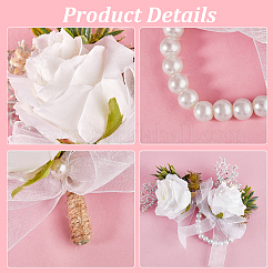 2 шт. 2 стиля шелковой ткани имитация цветка бутоньерка и запястный корсаж AJEW-CP0005-81