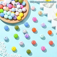 105шт 20 стиля круглые силиконовые фокусные бусины&nbsp;SIL-YW0001-61