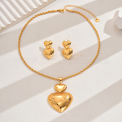 Комплекты из роскошных двойных сердечек и ожерелий из сплава для женщин WC9447