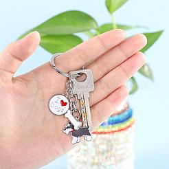 Wewaysmile 犬用キーホルダー 2個 車用キーホルダー ペットペンダント キーリング 可愛い犬用キーリング ポータブル メタルキーホルダー ペット愛好家へのギフト 誕生日 子犬テーマ パーティー用品 (シュナウザー)  プラチナ  9.5x2.9cm&nbsp;JX794A