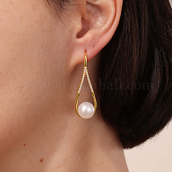 Простые и элегантные 925 серебряные серьги с цирконом и жемчугом EO1627