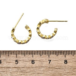 Серьги-гвоздики в форме буквы С из латуни с микропаве из кубического циркония для женщин&nbsp;EJEW-F363-01G