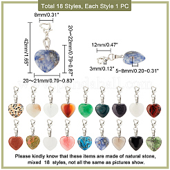 18pcs 18 décorations de pendentif en pierres précieuses de style&nbsp;PALLOY-PH0004-40