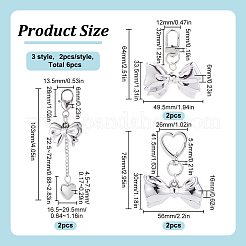 6 шт. 3 стиля подвеска-бантик из железа и пластика HJEW-HY0001-14