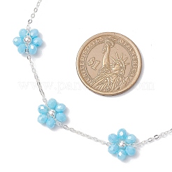 Наборы браслетов и ожерелий из цветочного стекла для женщин SJEW-JS01319