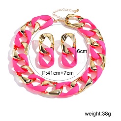 Collane con catena a maglie ovali in plastica ccb e set di orecchini pendenti a bottone&nbsp;FS-WG0CE63-01
