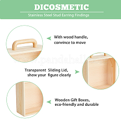 Прозрачная акриловая раздвижная крышка деревянные подарочные коробки с ручкой CON-WH0078-28