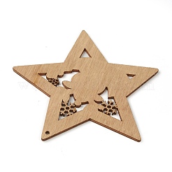 Thème de noël gros pendentifs en bois naturel&nbsp;X-WOOD-B001-16