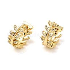 Pendientes de aro de latón con micro circonitas cúbicas en forma de hoja para mujer.&nbsp;CU-CBAE7DF-41G
