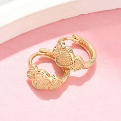 Серьги-кольца из латуни в форме сердца EJEW-Z102-15G
