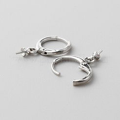真鍮製のハギーフープピアス  ペグベイル付き  片穴パーツ用  プラチナ  20x11x1.7mm  ピン：0.6mmと0.8mm&nbsp;LS-KK-WH0079-22P