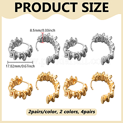 4 пара латунных сережек-кольцев 2 цветов&nbsp;EJEW-GO0003-26