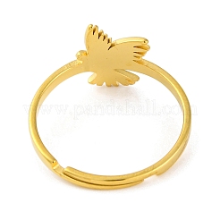 女性用ステンレススチール調節可能リング201個  ゴールドカラー  鳥  11.5mm  内径：18mm&nbsp;RJEW-D082-02H