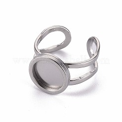 変色しない201ステンレススチールカフパッドリングセッティング  レーザー切断  ステンレス鋼色  トレイ：10mm  usサイズ7 1/4(17.5)~usサイズ8(18mm)&nbsp;X-STAS-S080-040A-P