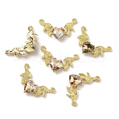 黄金合金コネクタ チャーム  アクリルラインストーン付き  ウイング  lt.col.topaz  20x31.5~32x6mm  穴：1.4mm&nbsp;FIND-CJC0006-45H