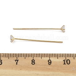 Kopfstifte aus Messing mit Mikropavé und klarem Zirkonia-Stein&nbsp;KK-M306-09G-03