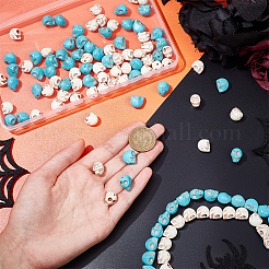 4 нити 2-х цветных синтетических бирюзовых бусин TURQ-NB0001-16