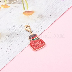 Рождественские тематические подвески из сплава с эмалью HJEW-JM00457-04