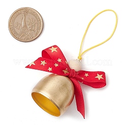 Рождественские колокольчики подвесные украшения из латуни и дерева HJEW-TA00315