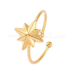 女性用304ステンレススチールカフリング  18KGP本金メッキ  スター  内径：19mm&nbsp;RJEW-F175-01G-05