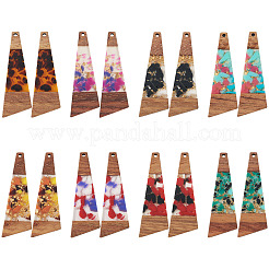 16 pièces 8 couleurs résine transparente et bois de noyer grands pendentifs&nbsp;RESI-TA0001-95