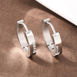 Pendientes de aro de acero inoxidable 304 con circonita cúbica transparente&nbsp;EJEW-L307-12P-01
