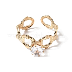 Anillos abiertos de acero inoxidable 304 con micropavé de circonita cúbica para mujer&nbsp;RJEW-K258-15B-G