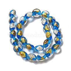 Плоские круглые бусины ручной работы из золотой и серебряной фольги в технике лэмпворк FOIL-C001-02F