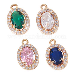 4 шт. 4 цвета латунные подвески с микропаве и кубическим цирконием&nbsp;KK-TA0002-58