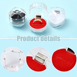 15 шт. 3-х цветные прозрачные пластиковые коробки для колец AJEW-YW0001-28